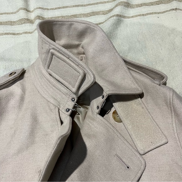 Burberry Wool Trench Coat Backless Tan Womens XL - Picture 5 of 7